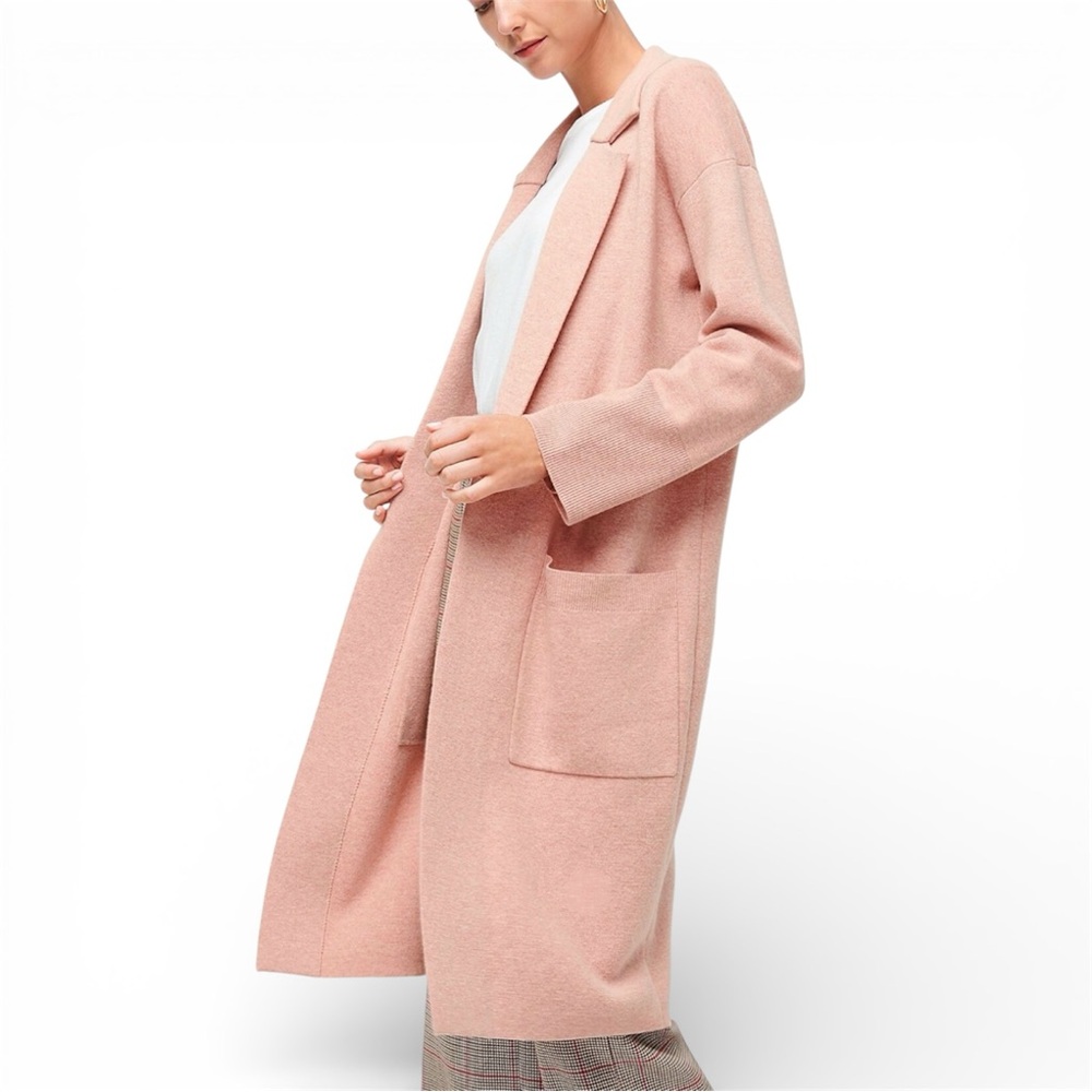 J. Crew Ella Merino Wool Open Front Long Cardigan Sweater Pink